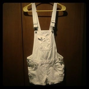 White overall shorts